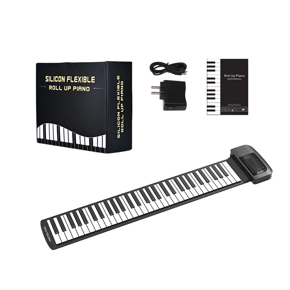 

Hooqu New Arrival Top Selling Mini Roll Up Digital Grand Piano Musical Instrument Flexible MidiKeyboard Factory 61 Keys English