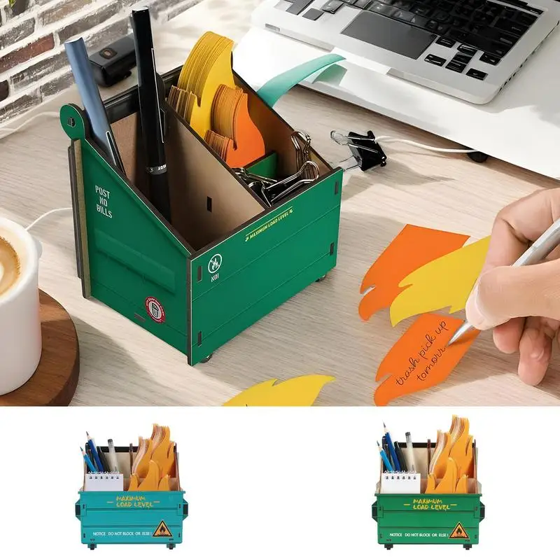 مكتب القلم المنظم الملونة القمامة حامل النار مع لهب ملاحظة بطاقات خشبية قلم رصاص وعاء لمكتب القمامة النار حامل مكتب ل