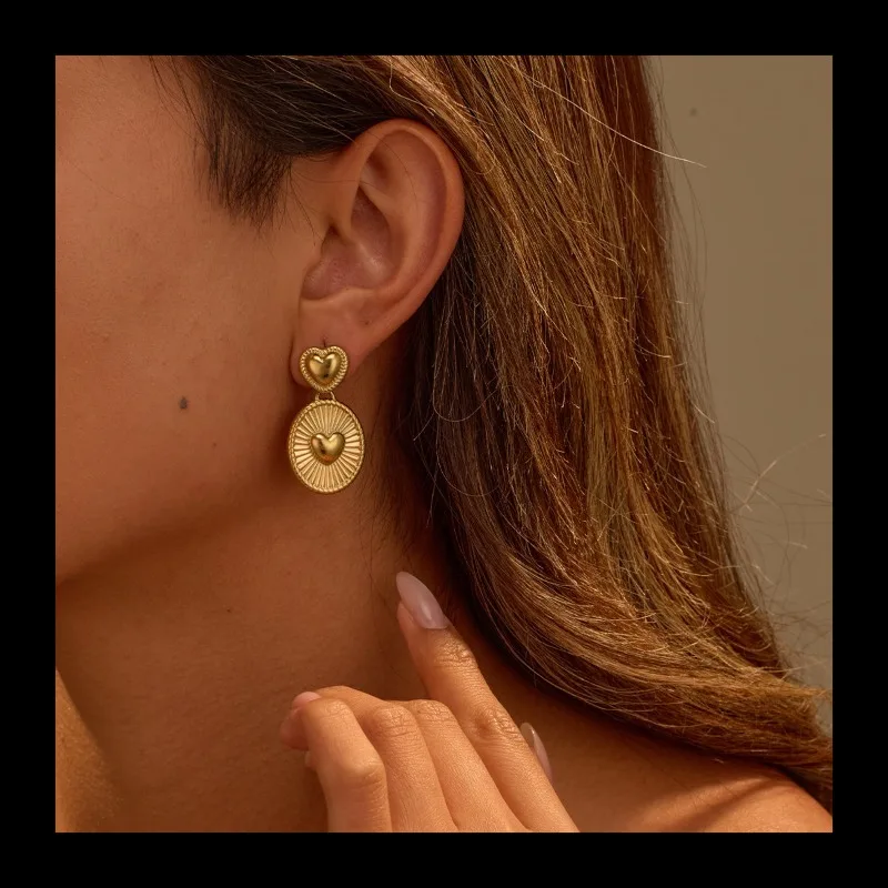 أقراط قلب نسائية من الفولاذ المقاوم للصدأ مزدوجة الحب من الفولاذ المقاوم للصدأ غير قابلة للتلاشي #2