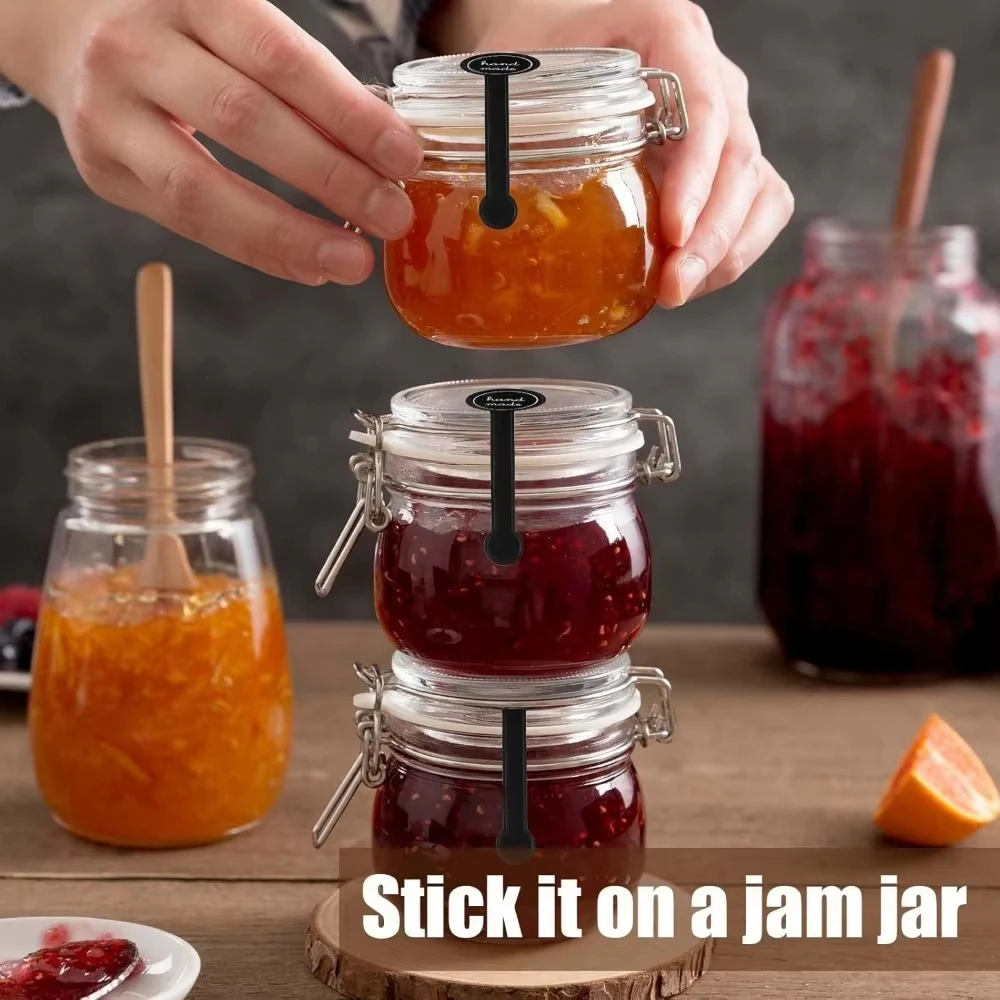 5/10/20/50/100 hojas de pegatinas de sello hechas a mano de agradecimiento, etiquetas adhesivas largas a rayas negras para embalaje de regalo, pan de piruleta