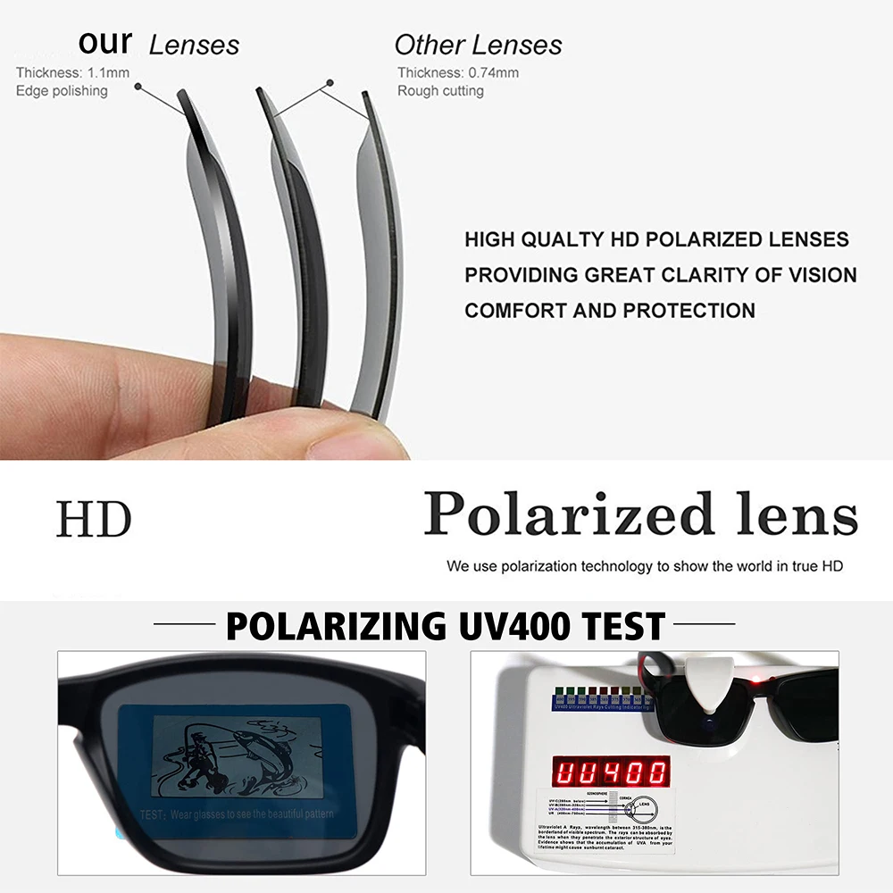 Polarized Sunglasses for Men Womens Sports Men's Sunglasses Trendy Retro Rectangular Wrap Around Vintage UV400 Eye Protection image 5