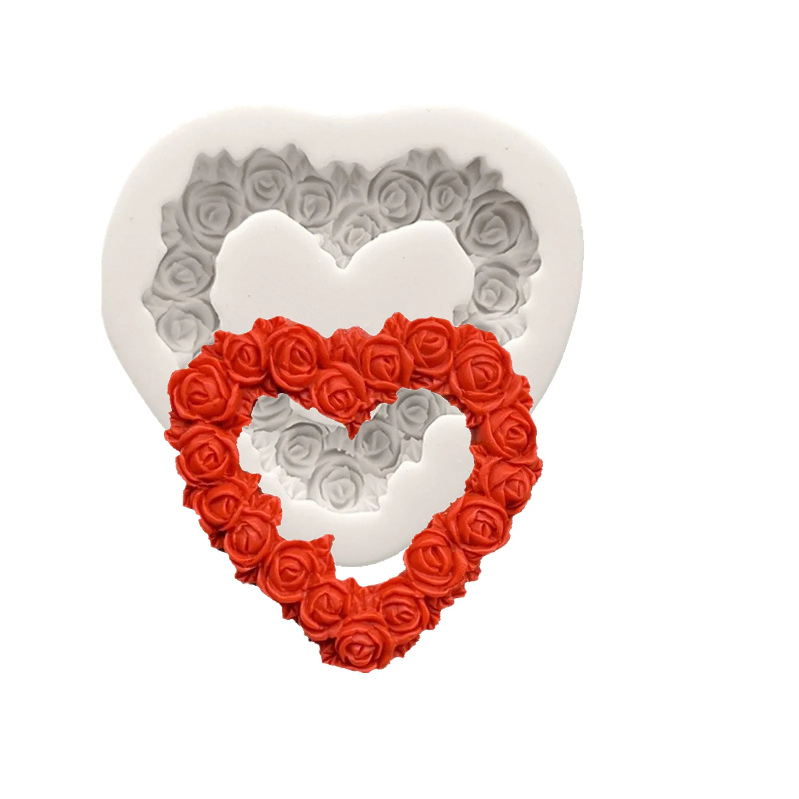 Molde de silicona con forma de corazón de rosa, herramienta de decoración de tortas con fondant, artesanía de azúcar, Cupcake, Chocolate, caramelo, pasta de goma, molde de arcilla polimérica