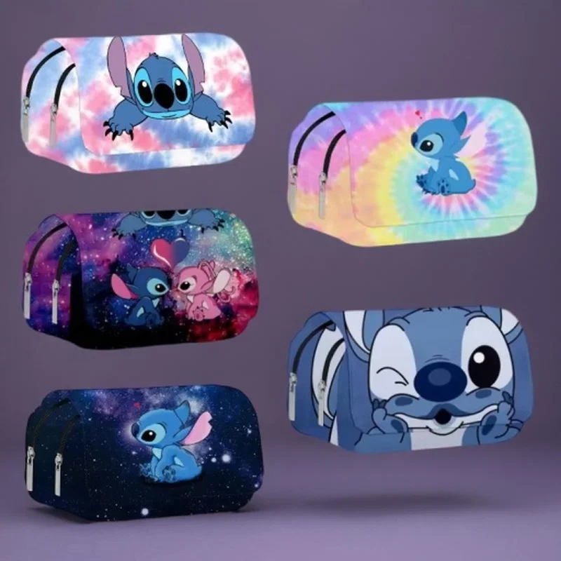 Stitch Cartoon Pen Bag Fully Printed Flap Stationery Box Cute Anime Bags  Cartoon Large Capacity Pencil CaseStudent School Bag