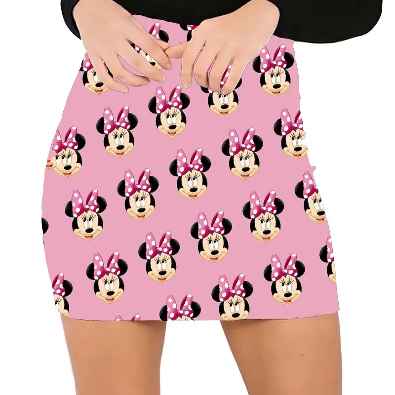 Summer Disney Brand Stitch and Mickey and Minnie Girls Exquisite Micro-Stretch Slim Sexy Pack Hip Skirt 2022