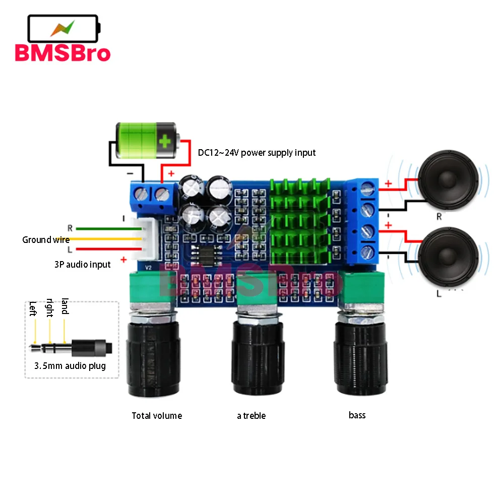 XH-M567 TPA3116D2 Dual-channel Stereo High Power Digital Audio Power Amplifier Board Audio Power Amplifier Board 80W*2