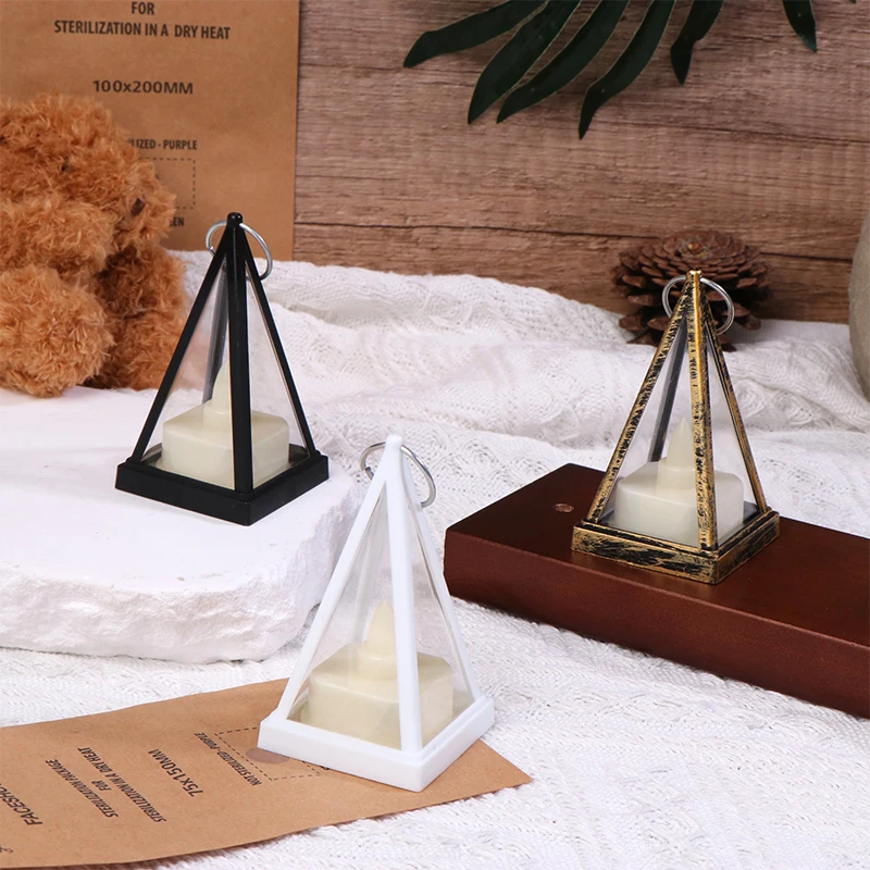 9cm Mini Led European Triangle Light Simulation Cande Light Dollhouse Miniature Night Lamp Home Model Decor Toy