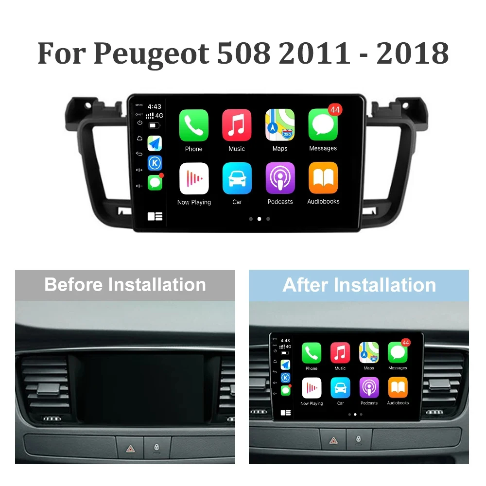 Radio samochodowe Android 13 dla Peugeot 508 2011-2018 Bezprzewodowa nawigacja Carplay 4G WiFi GPS Android Stereo Multimedia Ekran 2 Din