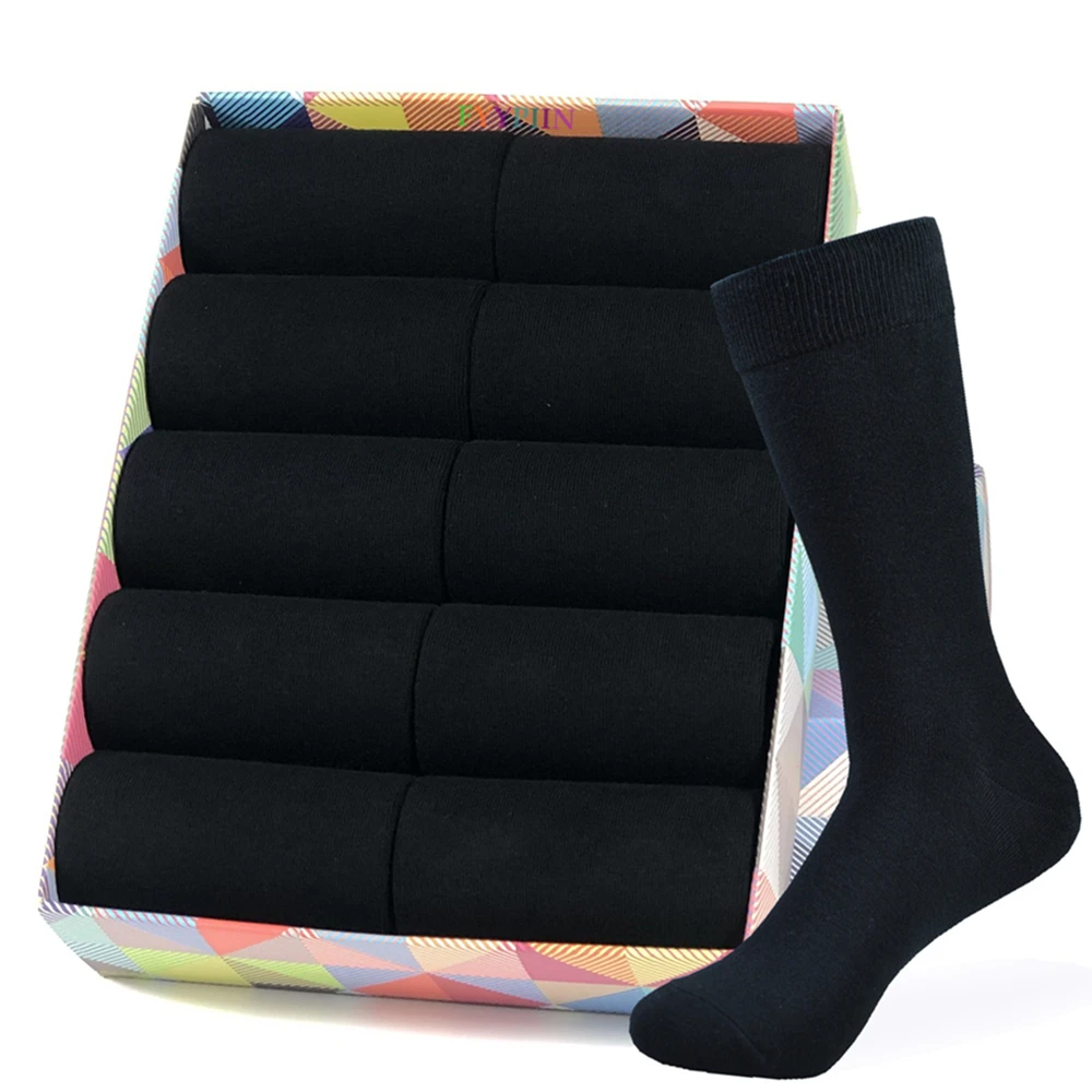 Men's Black Cotton Dress Crew Socks