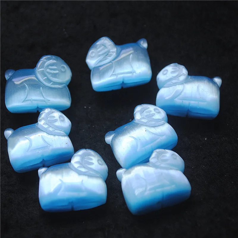 4PCS Hot Blue Glass Beads Sheep Animals No Hole Cat Eye For Beads Collections DIY Jewelry Accessories Top Sellings 22X16MM