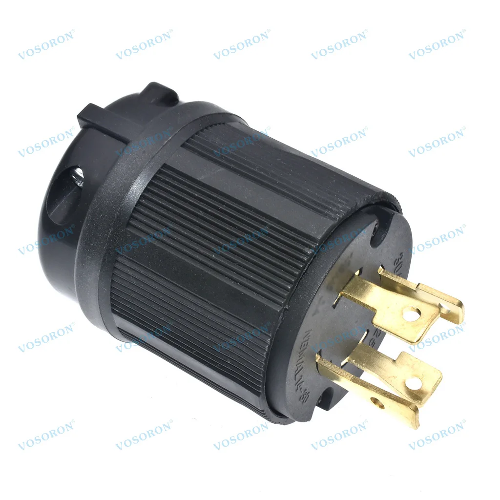 30 Amp, Plug & Connector Set, NEMA L14-30R & L14-30P, 125/250V, Industrial Locking Plug Socket, Grounding 7500 Watts Generators