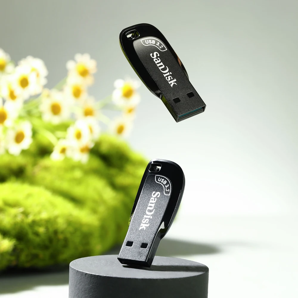 SanDisk USB 3.2 แฟลชไดรฟ์ 32GB 64G 128G 256GB 512GB ไดรฟ์ปากกา Memory Stick U Disk Mini Pendrive สีดําภายนอก SDCZ410