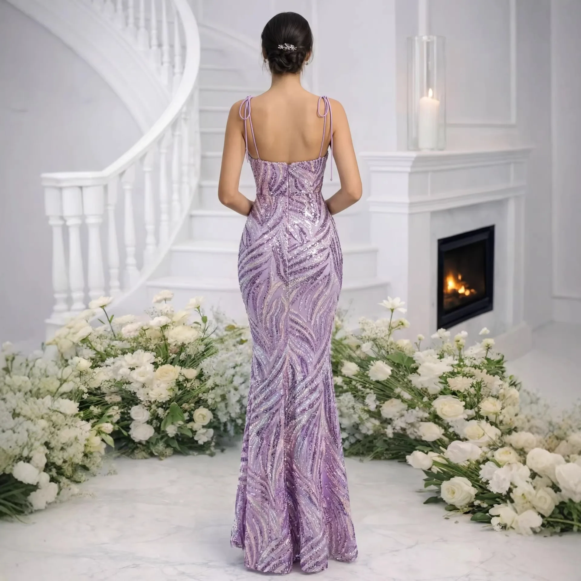 Sexy Strapless Bodycon Evening Dress Elegant Long Sequin Dresses Jumpsuit Playsuit Matching Set Spring Summer