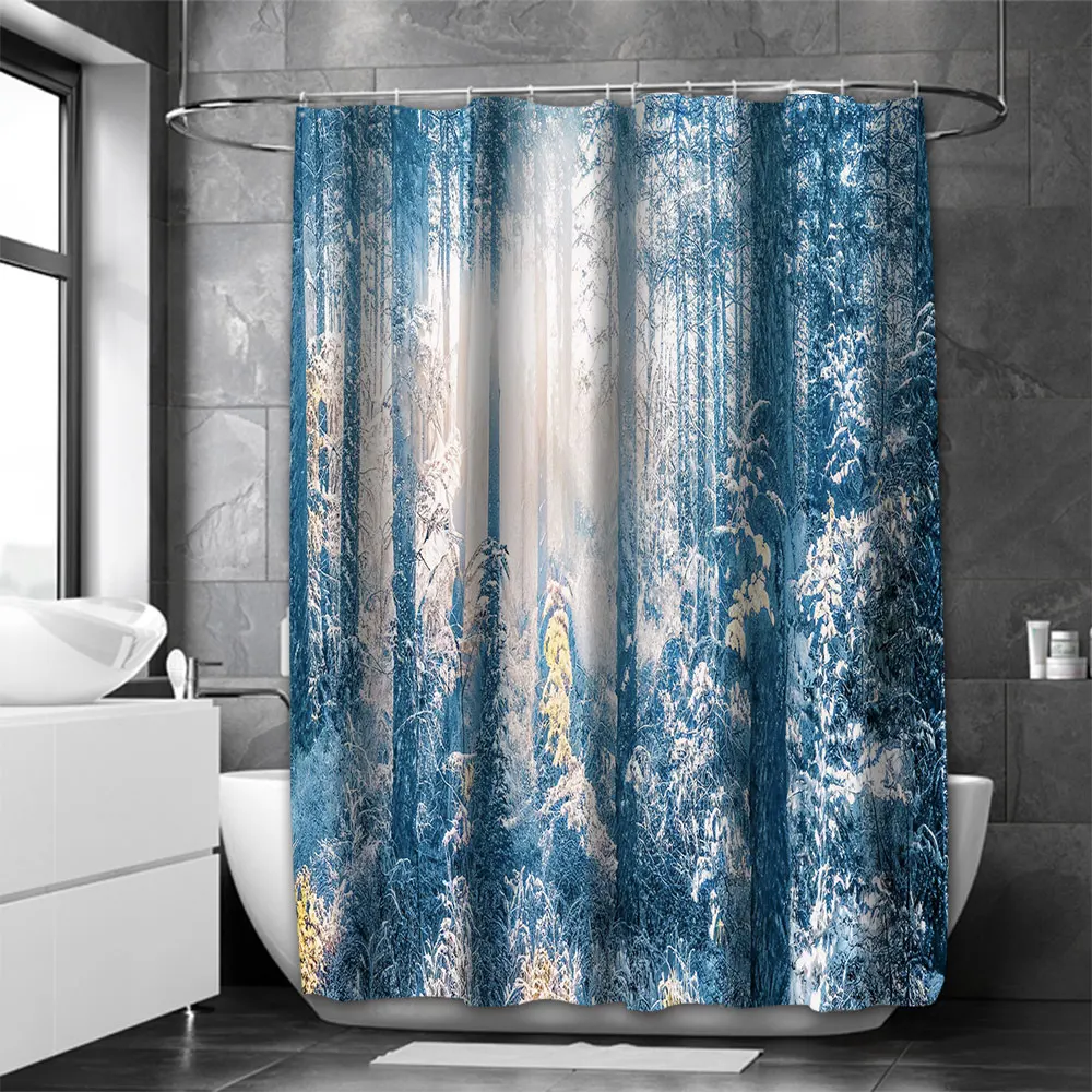 

Foggy Forest Bathing Curtain Bathroom Nordic green leaf Shower Curtain Waterproof With 12 Hooks Home Deco Free Ship