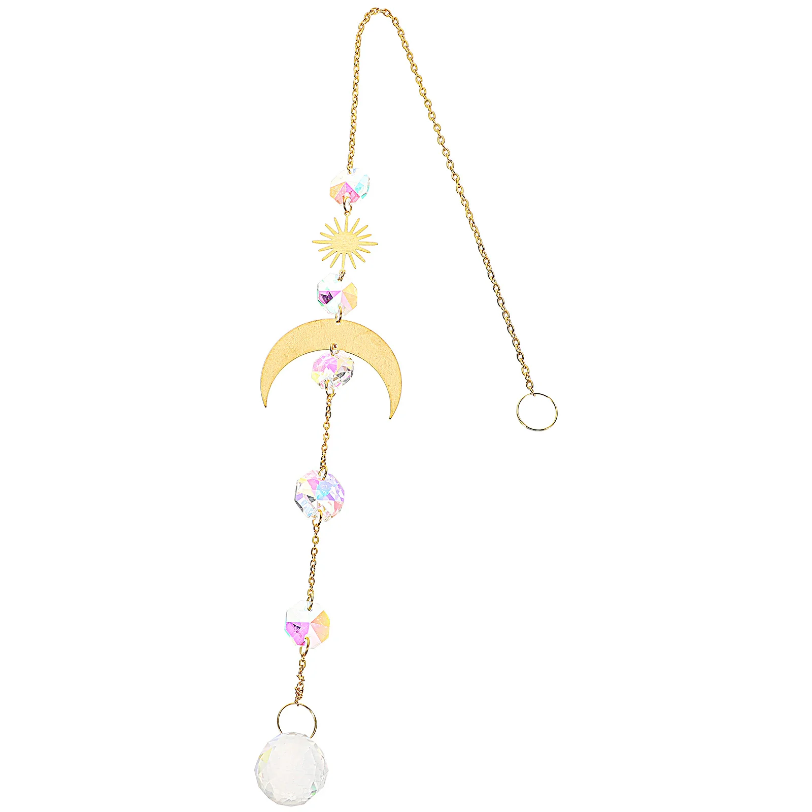 

Simulation Crystal Moon Hanging Ornament Imitation Crystal Garden Decor For Home Party Wedding Window Catcher Pendant