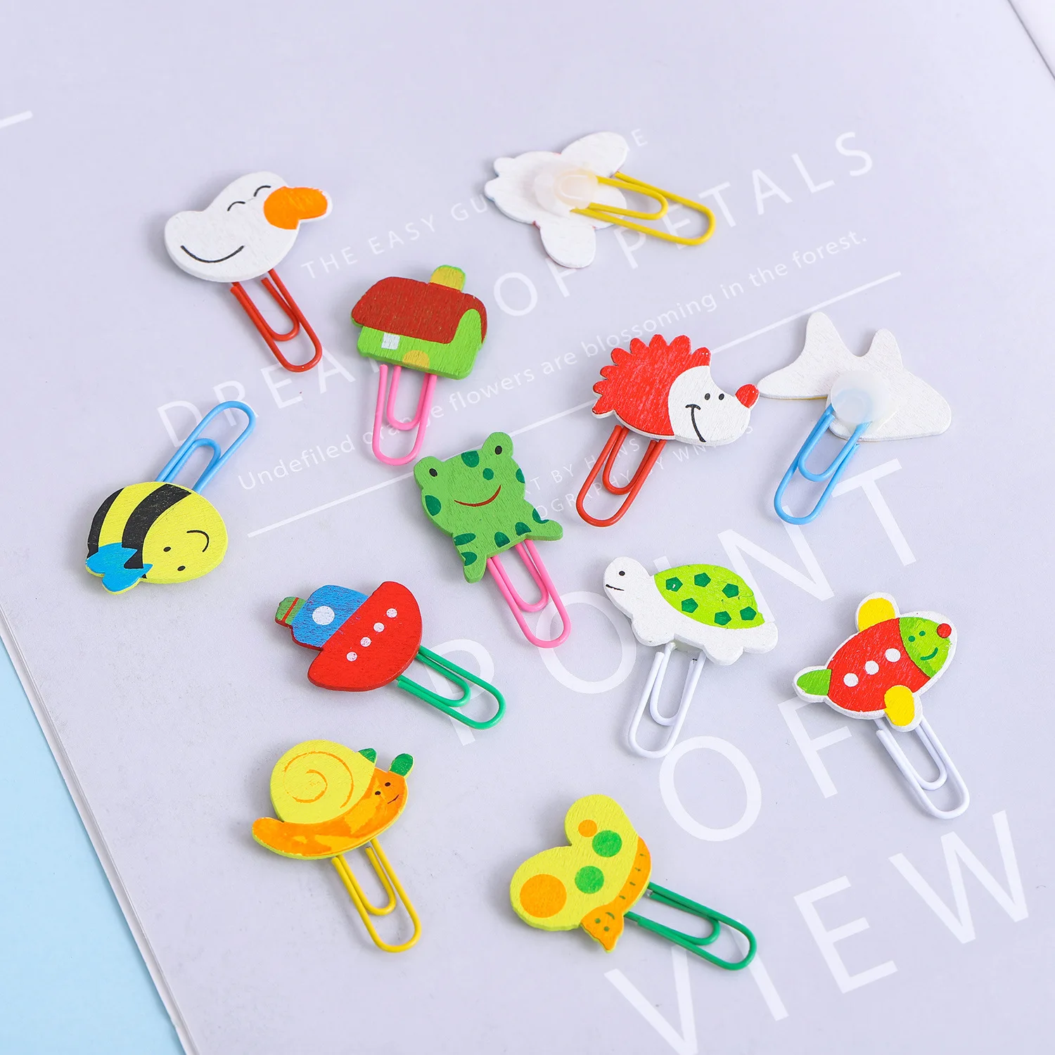 10pcs Fashion Metal Cartoon Paper Clips Student Bookmark Stationery Gift School Office Supply Business Bill File Hold