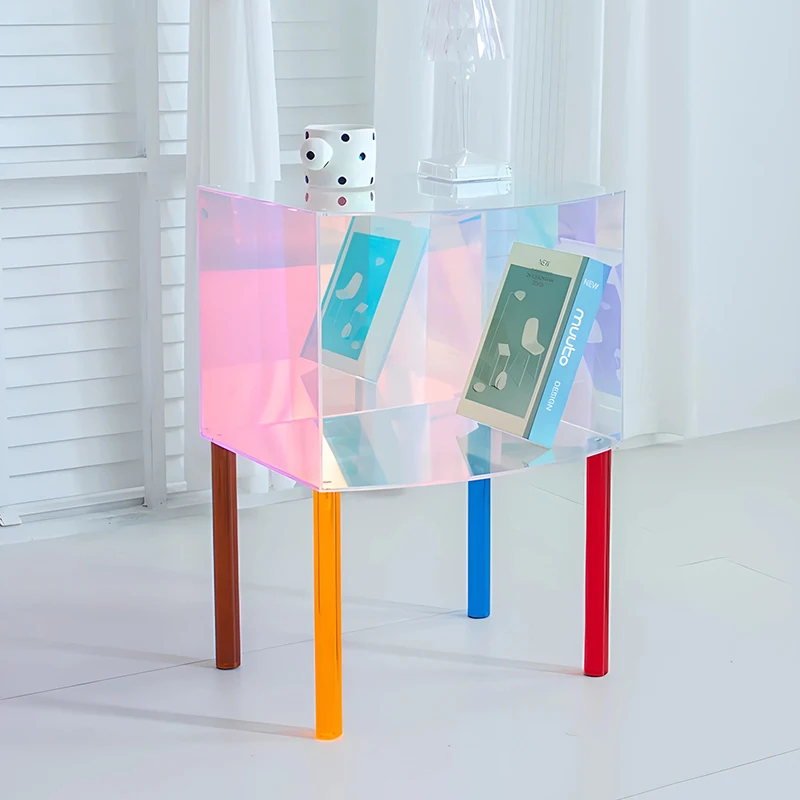 Colorful Acrylic Coffee Table, Living Room Side Table, Bedside Table, Storage Rack, Creative Tea Table, Furniture, Customized