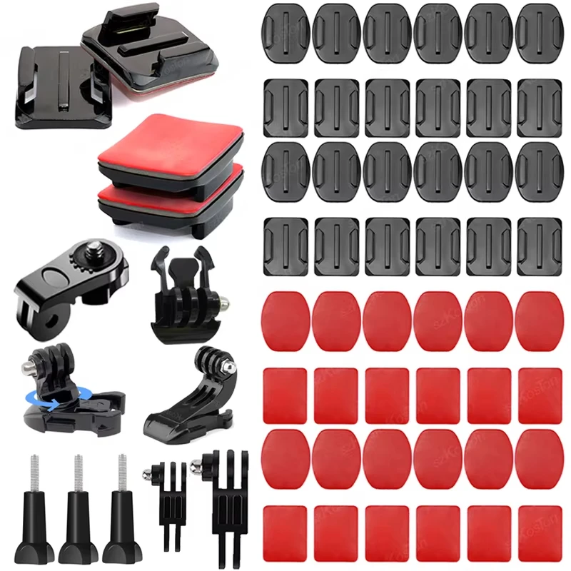 Montagens adesivas curvadas planas, montagem adesiva para gopro 13 12 11 10 insta 360 x5 x4 sjcam dji action 5 pro câmera go pro acessórios