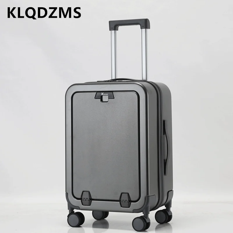 KLQDZMS 20"22"24"26" Inch Luggage with Wheels Front Opening Laptop Boarding Case PC Trolley Case Travel Essentials Suitcase