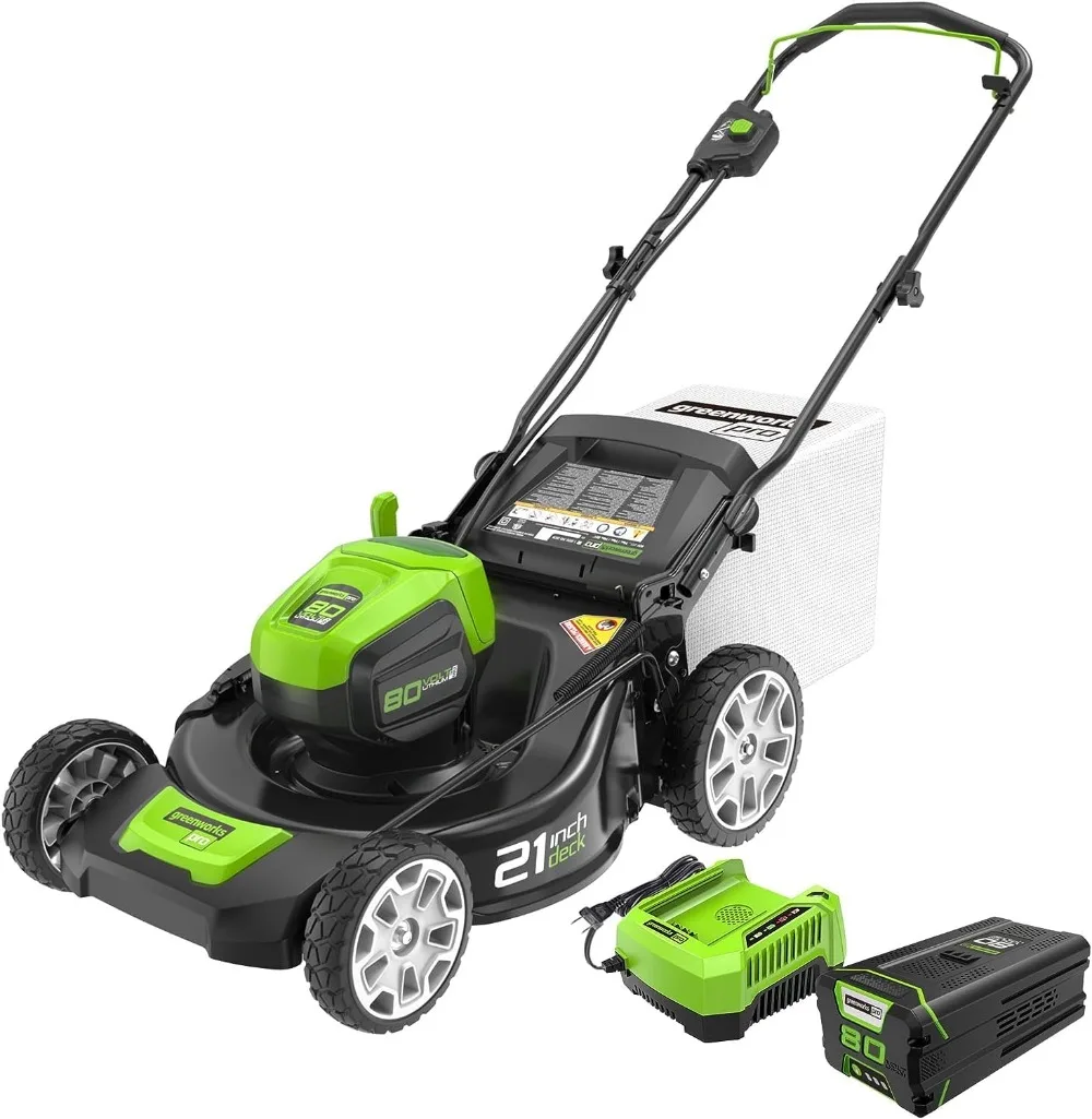 

Greenworks 80V 21" Brushless Cordless (PUSH) Lawn Mower (75+ Compatible Tools), 5.0Ah Battery and Charger Included