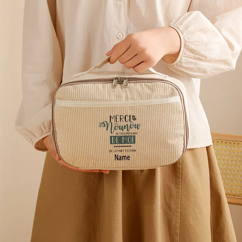 

Женская вельветовая сумка для обеда, изолированный холодильник на молнии с внутренними карманами, контейнер для обеда для работы/офиса/пикника/путешествий