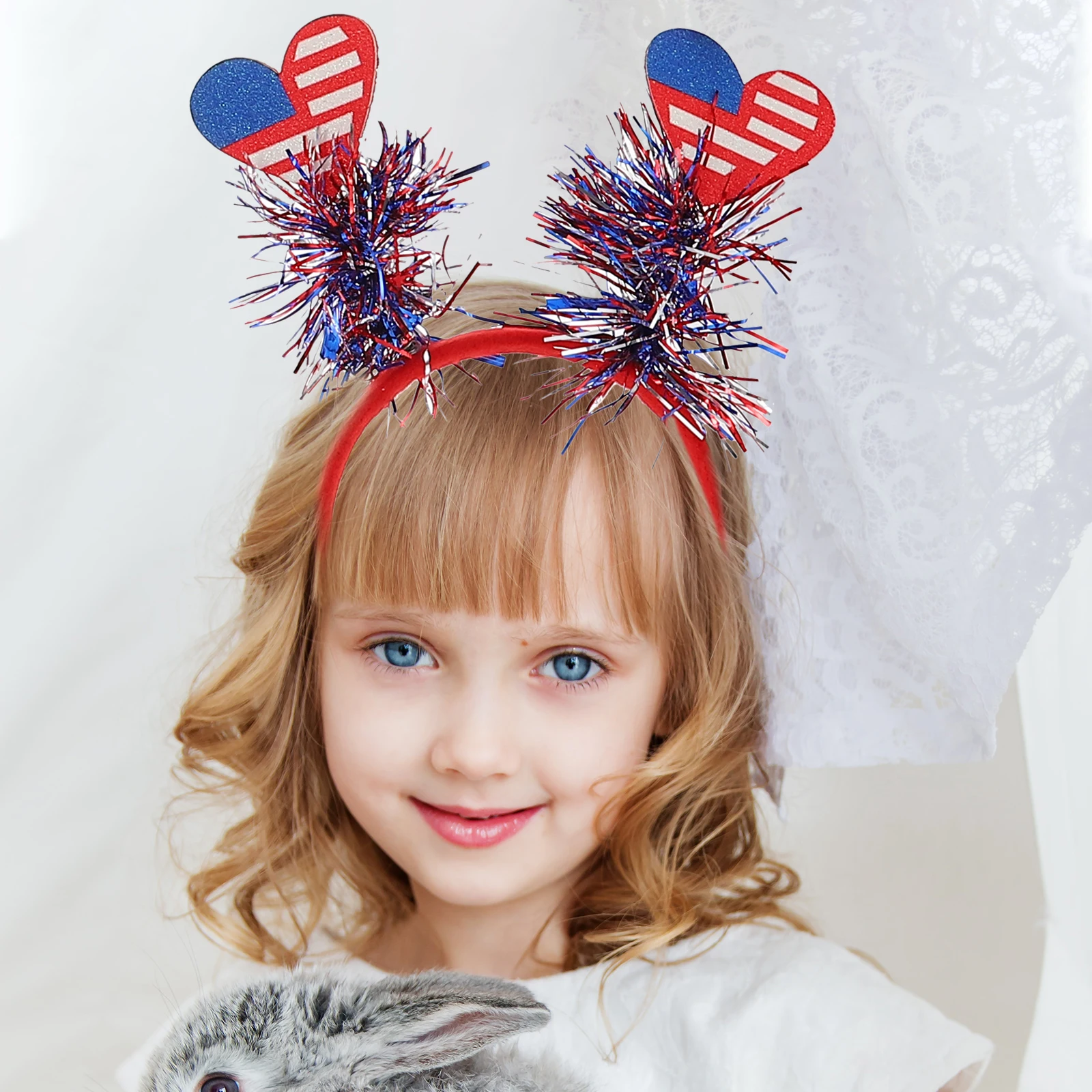

6pcs Independence Day Flag Hair Headbands Lightweight Durable Star Female Party Decoration Adorable Headpiece for Girls