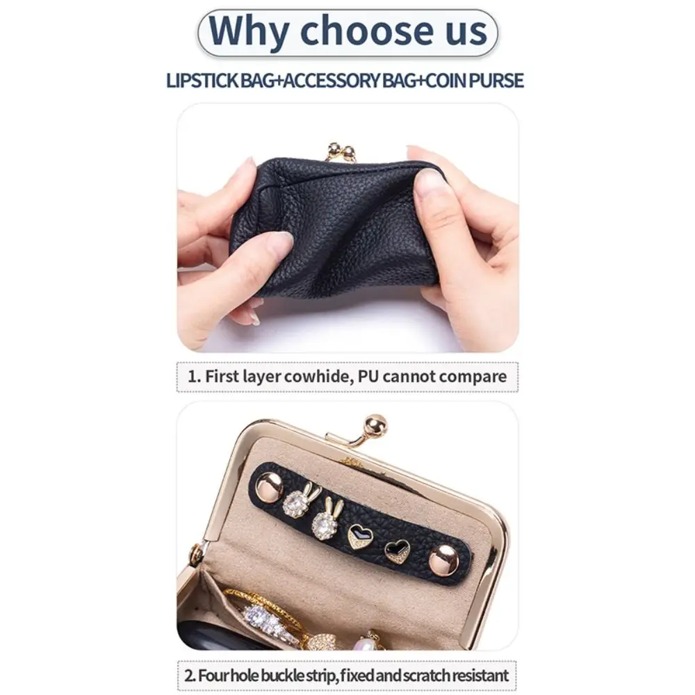 

Portable Leather Jewelry Storage Bag Exquisite Anti-lost Lipstick Bag Multifunctional Anti-splash Water Cosmetic Bag Ring