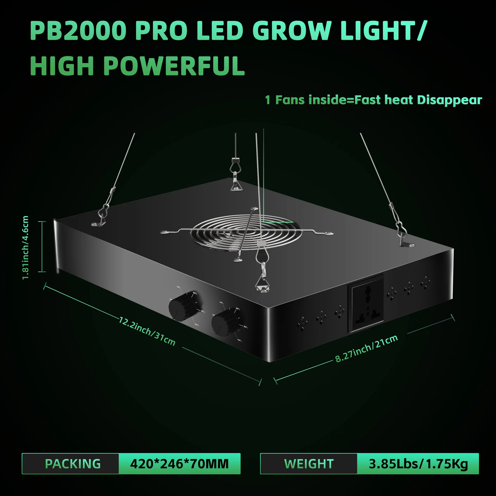 Lampu LED Grow Light 2000W yang Dapat Diredupkan, Lampu Tanam untuk Pertumbuhan Tanaman dengan PPFD Tinggi untuk Tenda Tanam Dalam Ruangan, Model untuk Tanaman Hidroponik, Bunga, Fase Vegetatif dan Berbunga
