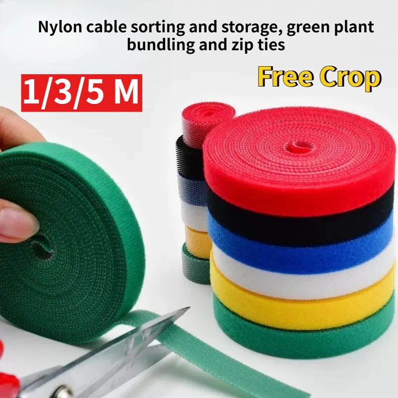 1/3/5M, Nylon Cable Organizing and Storage Zip Ties Wire Fixing Accessories Headphone and Mouse Cable Management Velcro Zip Ties
