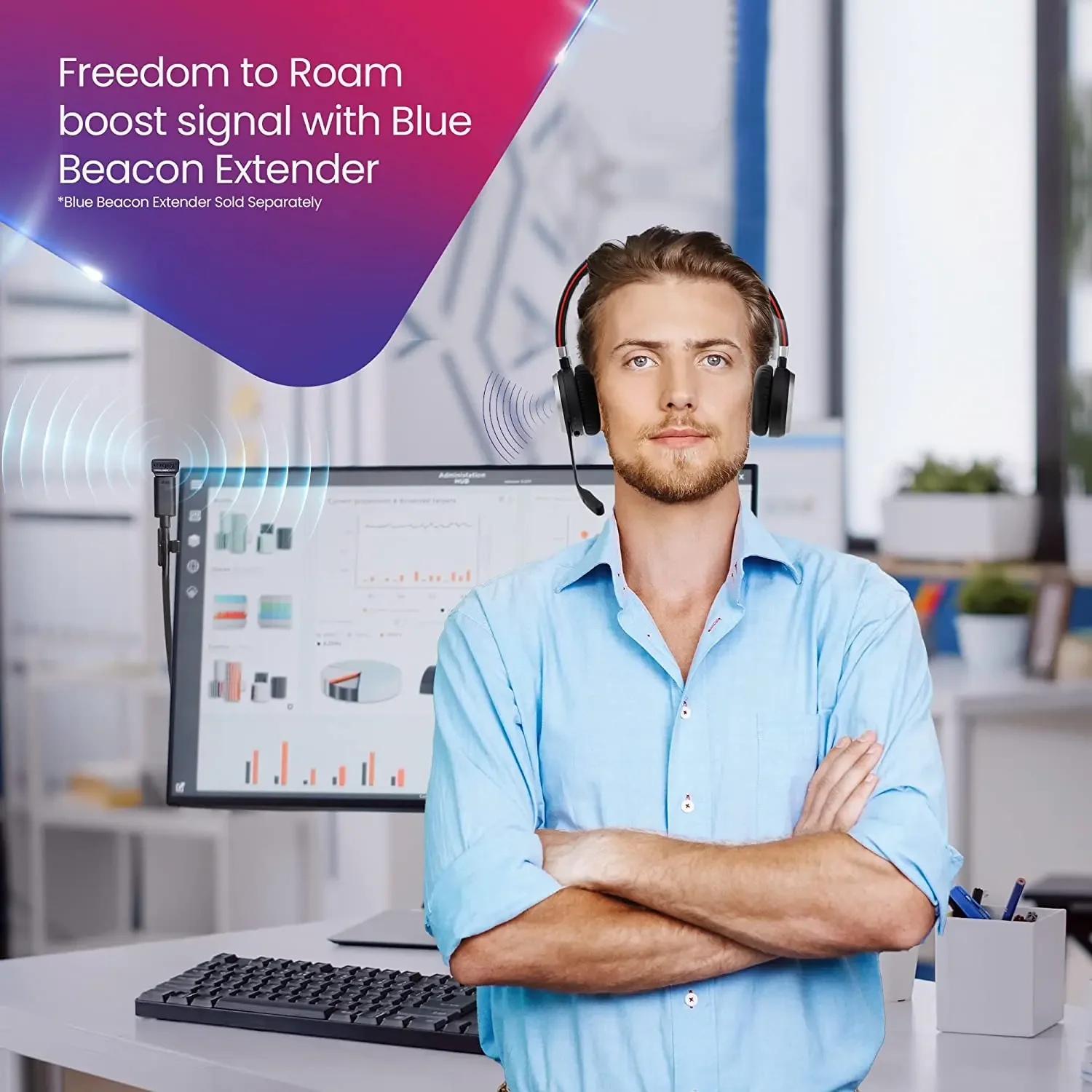 Jabra سماعات رأس لاسلكية بلوتوث ، تتطور 65 ، UC MS (Duo) SE