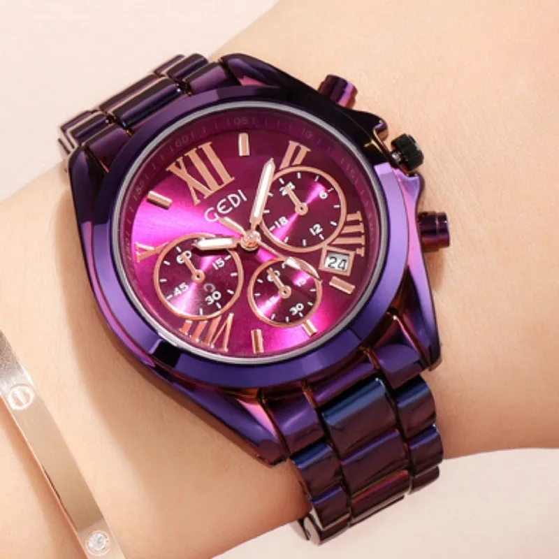 Steel Strap Watches for Women Simple Exquisite Three -Eyes Sports Women Quartz Watches Casual Waterproof Clock Fashion Girl Gift