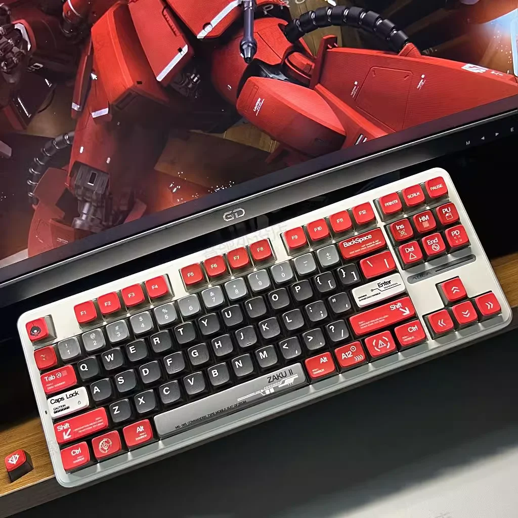 Zaku keycaps 120 teclas material pbt perfil mda transmissão de luz lateral artesanato de sublimação térmica de cinco lados