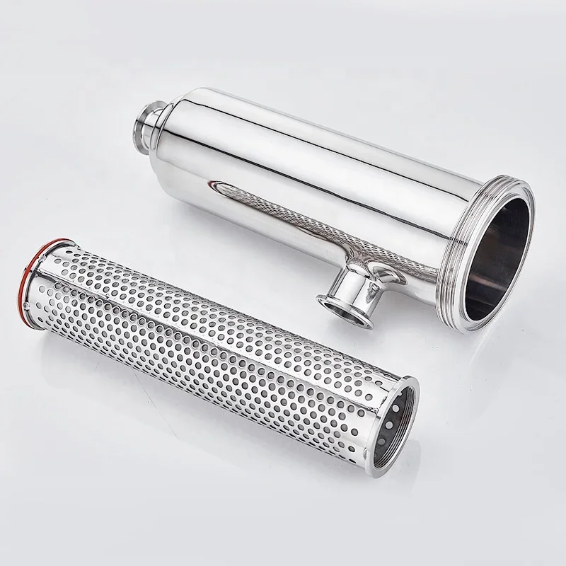 Stainless steel sanitary corner straight pipe line filter