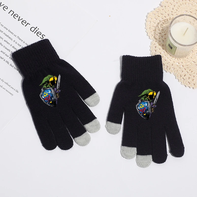 The Legend of Zeldas Gloves Cartoon Kawaii Finger Gloves Winter Warm Gloves Children Outdoor Cycling Accessories Birthday Gift