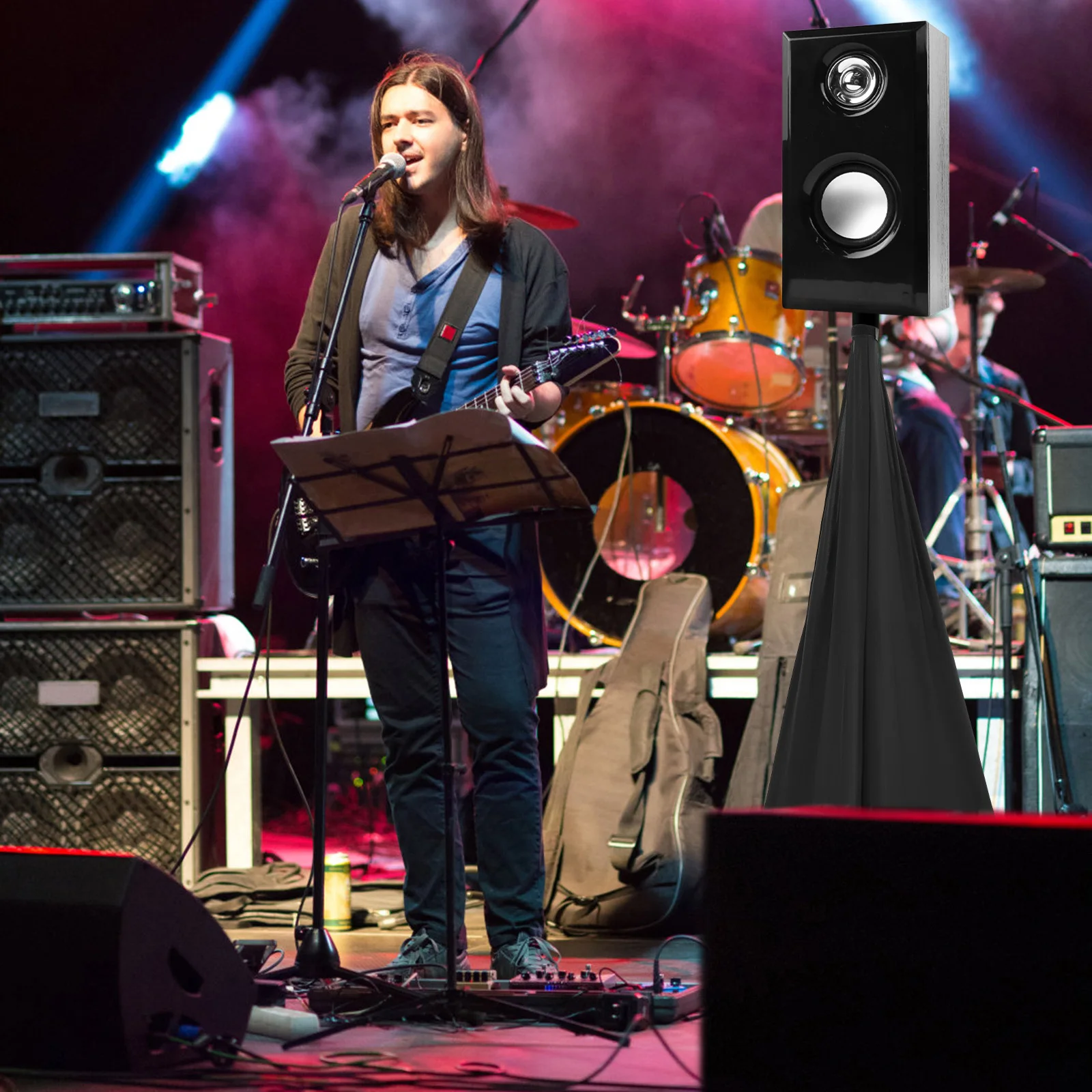 

2Pcs Speaker Stand Cover Polyester Elastic Durable Protective Sleeve for Stage Live Show Speaker Stand Cover Stage Accessory