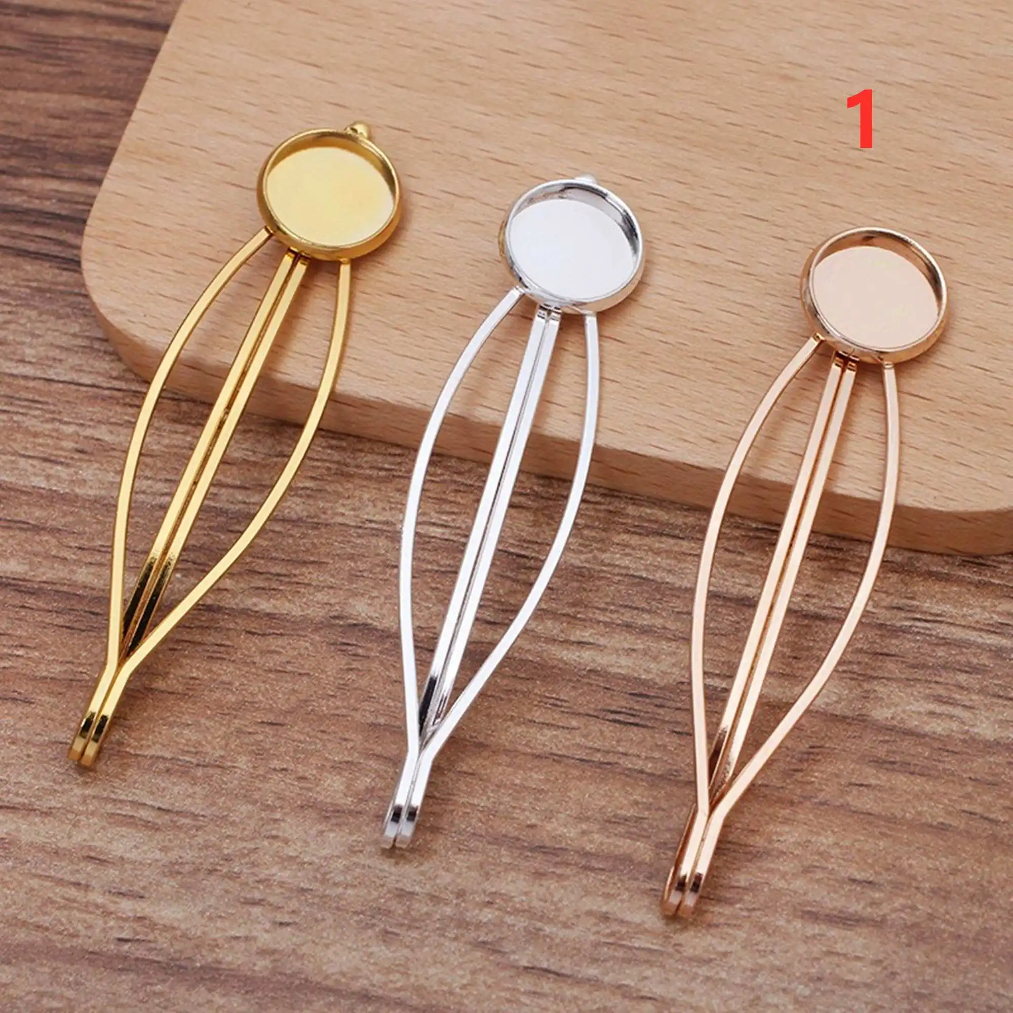 10pcs/lot Hanging plated 12mm with tray one line hairpin multi-color and multi-style side clip fringe clip diy hair accessories