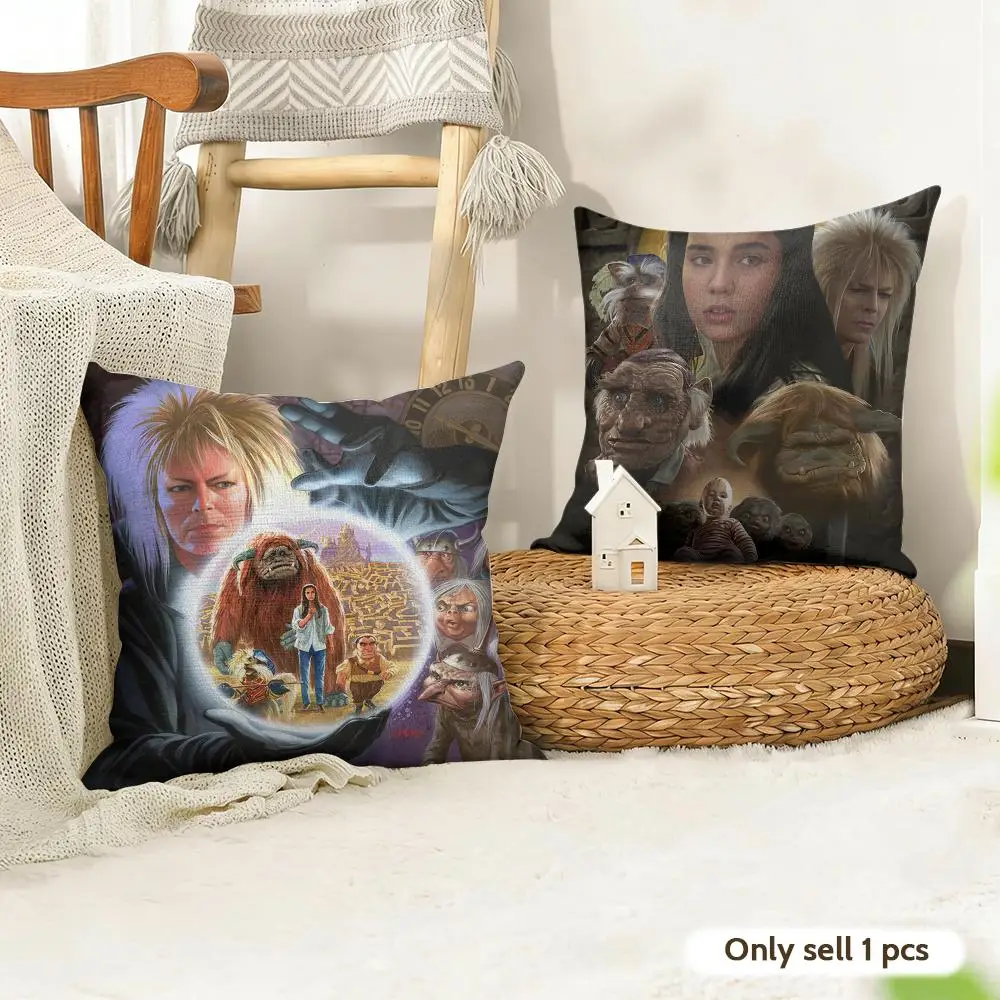 Fantasy Film L-Labyrinth Cushion Cover Natural Linen Organic Fabric Double-Sided Printing Room Sofa Decor Pillow Case