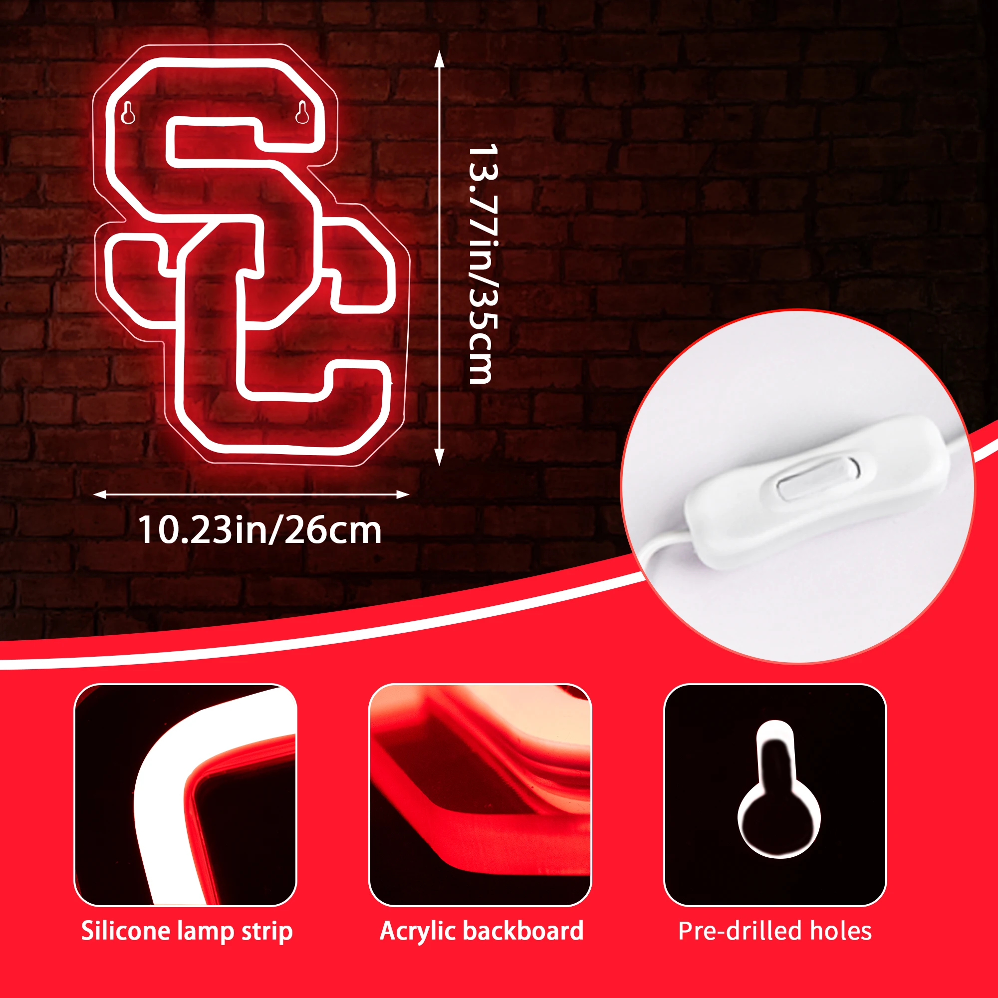 University Neon Sign College Neon LED Sign University Football Team Logo City Name Sign for Room Dorm Decor for College Students