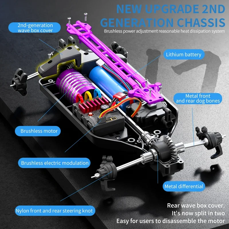 SCY16307PRO Brushless High Speed Remote Control Car Drifting Racing Car 1/16 Ratio 70KM/H Four Wheel Drive Remote Control Car - Image 5