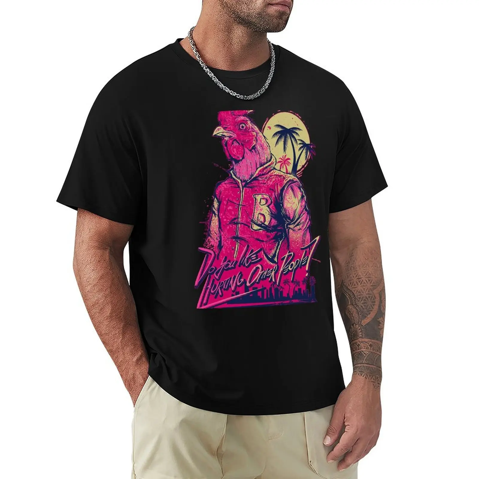 Hotline Miami Richard T-Shirt Work Short Sleeve Cotton Top