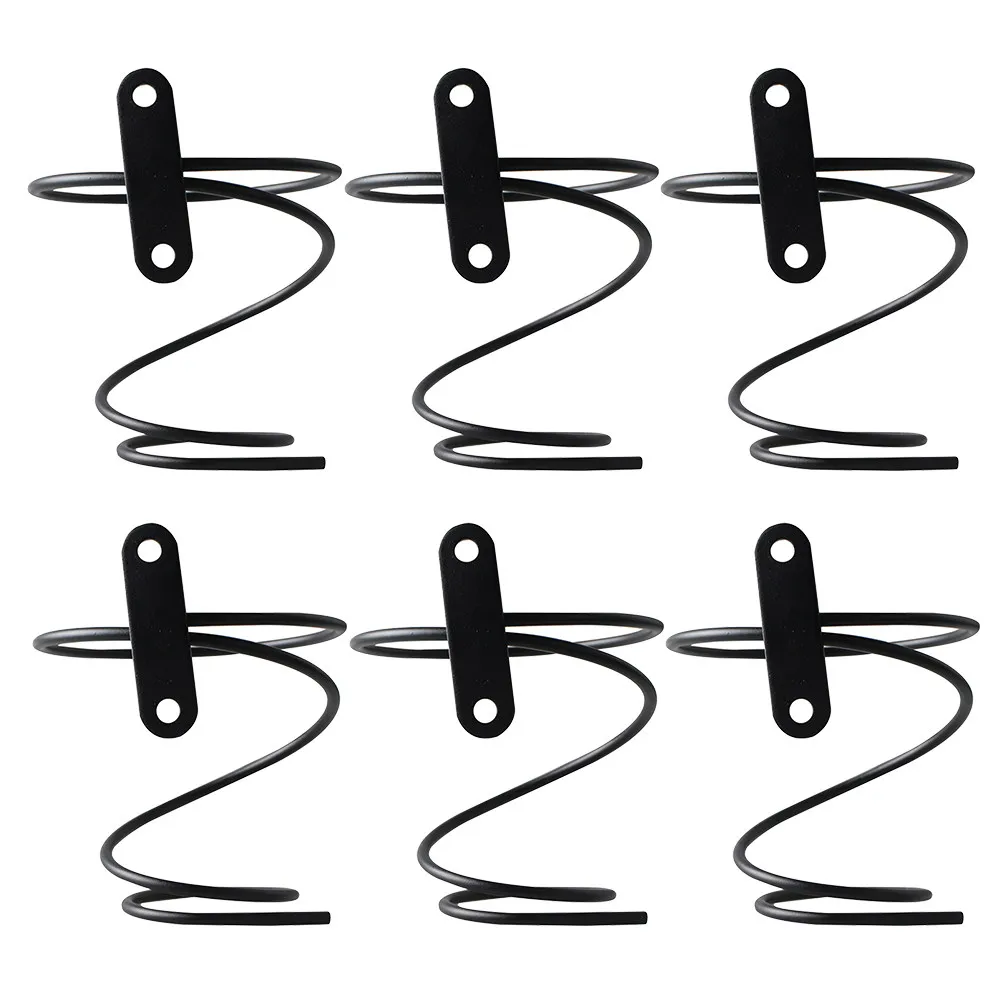 6Pcs Wall Mounted Wine Rack Iron Bottle Holder Black Minimalist Style Secure Hold for Wine Storage Home Bar Wire Bottle Holder