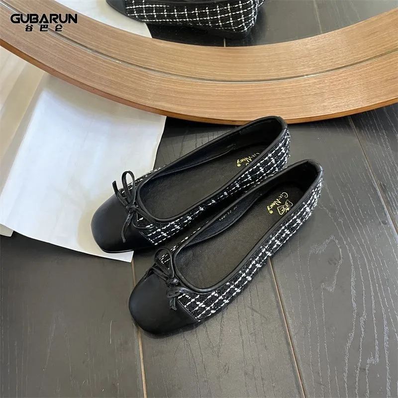 Bow Round Head Black Bean Shoes 2024 Summer Outdoor Dance Shoes Flat Shoes Women Zapatos De Mujer  Mary Jane