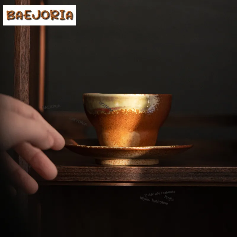150ml Kiln-Fambe-Kaffeetasse mit Untertasse, Milchbecher, Nachmittagstee-Tasse, Haushaltsbecher-Set, Büro-Wasserbecher, Teeartikel, Dekorationen