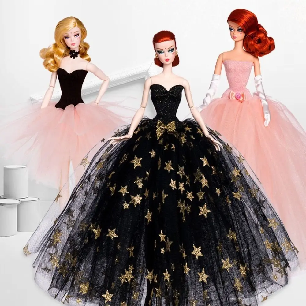 Fashion European Black Lace Wedding Dresses with Shoes Necklace Set for 30cm Supermodel Doll Clothes DIY Toys Collector Gifts