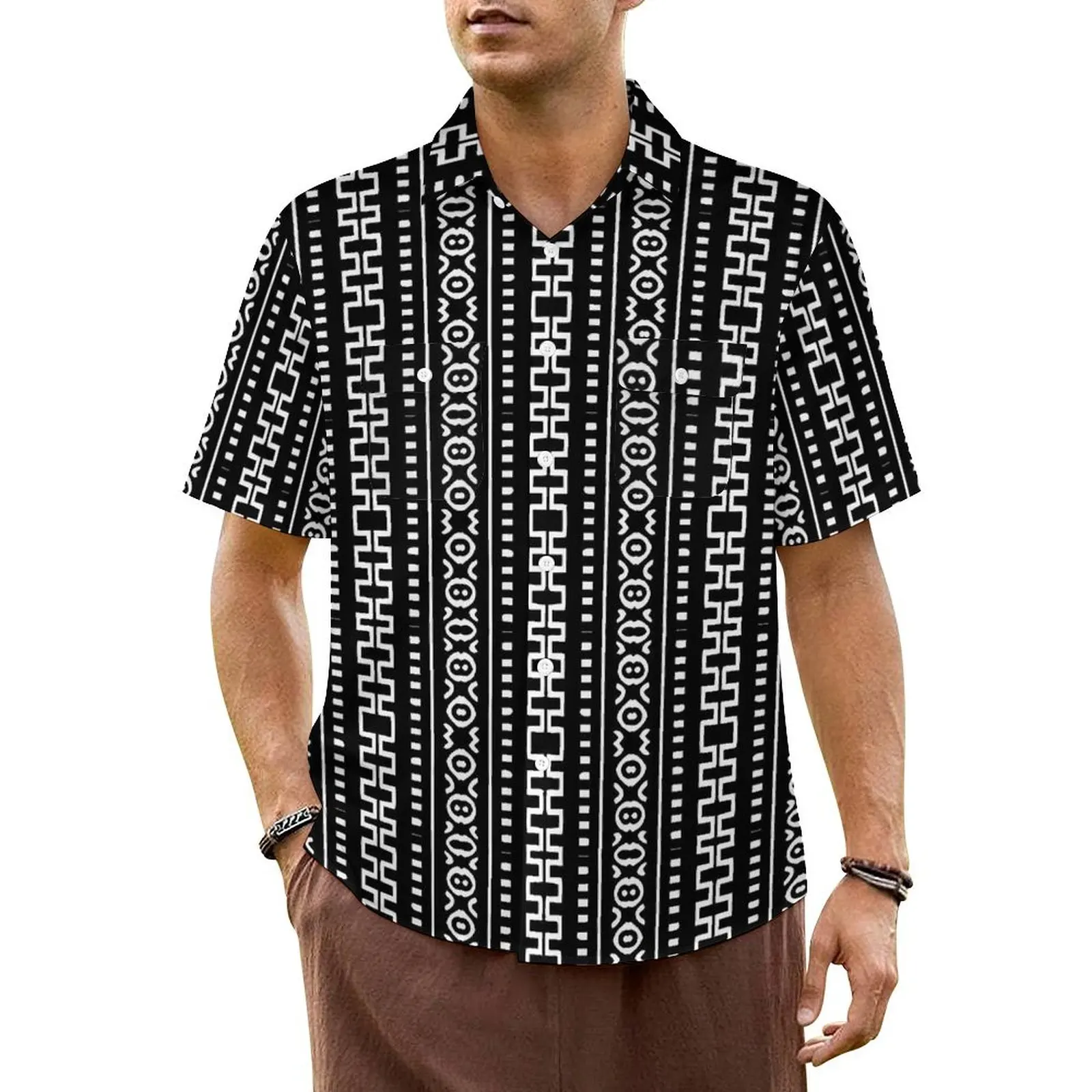 

Tribal Print Casual Shirt Retro African Loose Hawaii Shirts Men Short Sleeve Beach Y2K Funny Design Plus Size 6XL 7XL Blouses