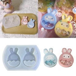 DIY Rabbit Egg Ornament Quicksand Silicone Epoxy Mold DIY Keychain Pendant Jewelry Crafting Mould for Valentines Gift