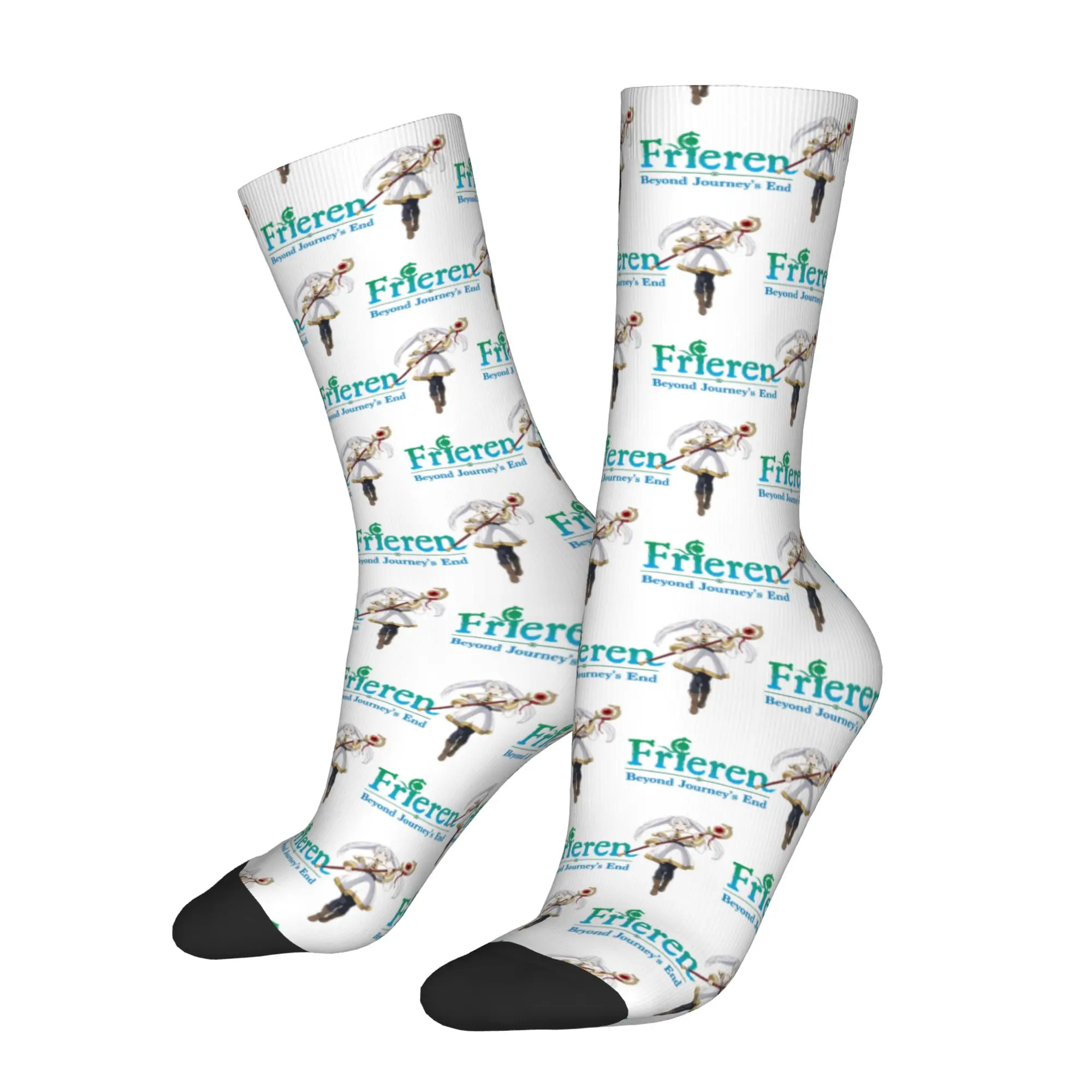 Cute Men's F-Frieren plush Logo Dress Socks Unisex Breathbale Warm 3D Print Japane Anime Manga  Crew Socks