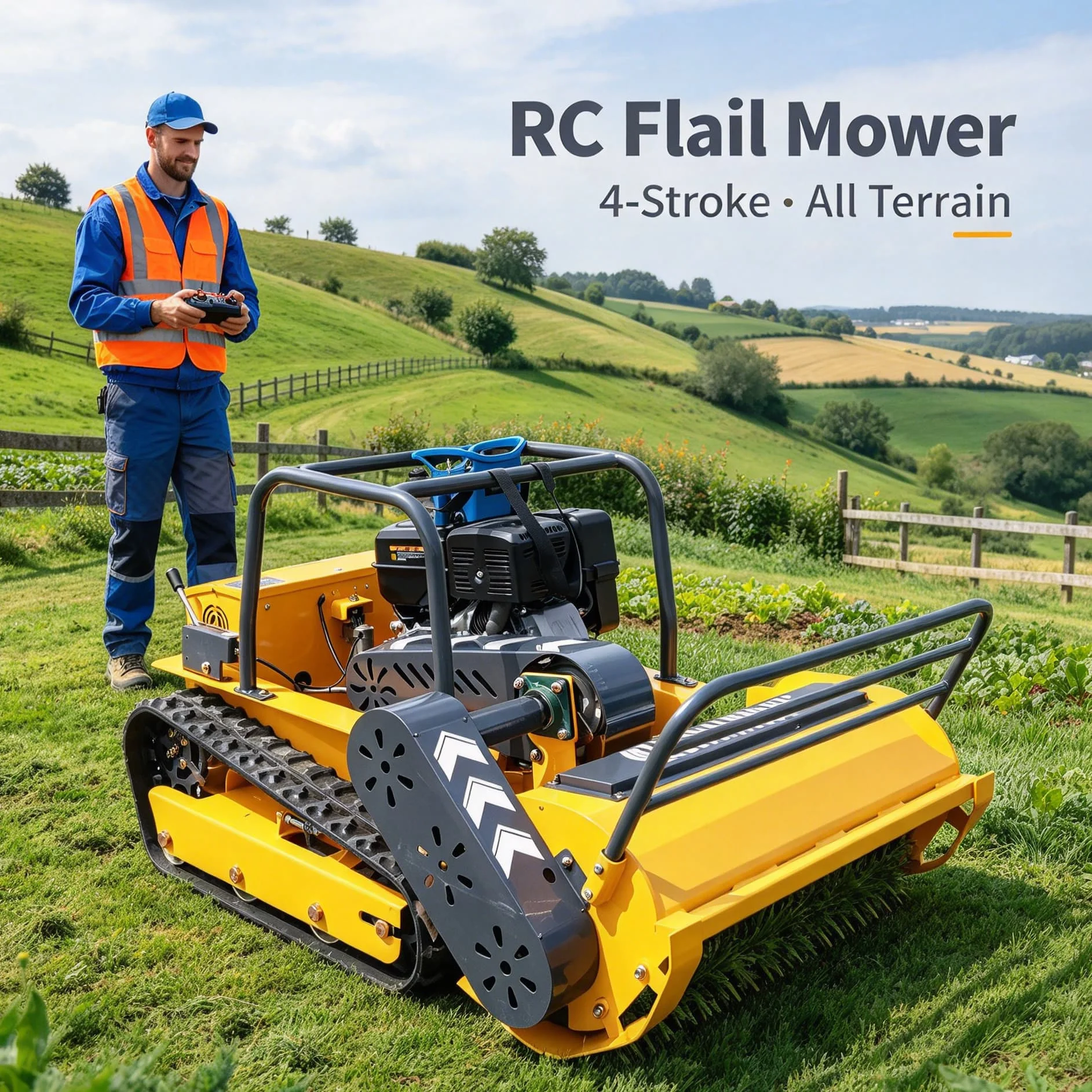 Customized holiday robot  garden wireless flail mower with tracked lawn mower, stable crawler system for uneven terrain travel