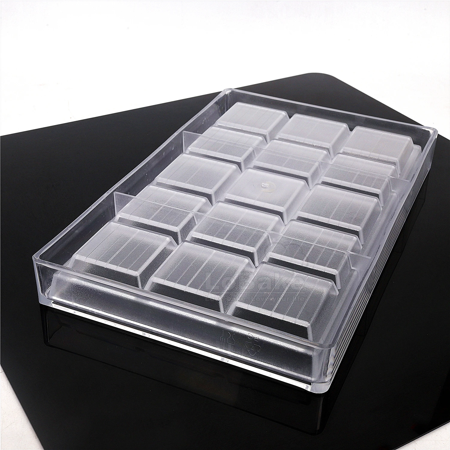 One Big Rectangle Block Shape Polycarbonate Chocolate Mold With Square Stripy Cube Candy Sugarcraft Making DIY Baking Supplies