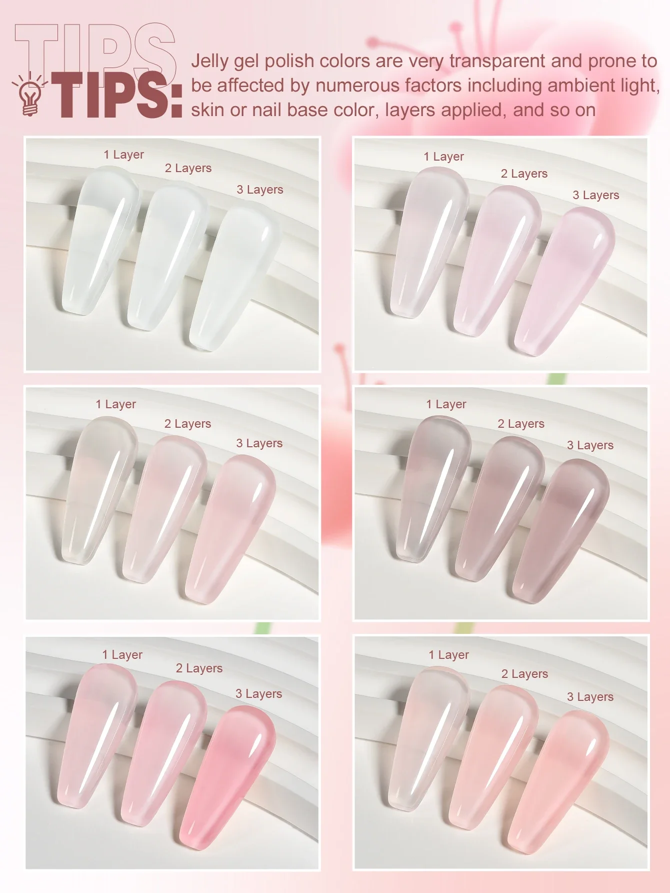 YOKEFELLOW Jelly Gel Nail Polish Set Nude Gel Polish Kit Milky Nude Sheer Pink Soak Off UV Translucent Nail Polish Gel 6PCS 10ml