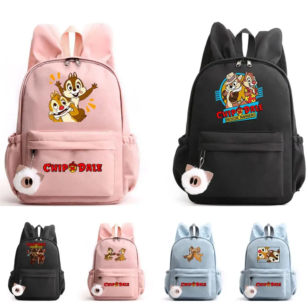 

Cure Chip n Dale Backpack for Girl Boy Student Teenager Rucksack Women Casual Portable Laptop Travel Rabbit Ears Cute Mochila